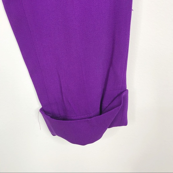 Stella McCartney Size 38 US 0 Slim Cropped Trousers Bright Purple Cuffed Bottom - Picture 6 of 13